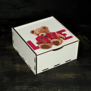 Пенал білий з дизайном "Ведмедик love", 15х15х7 см