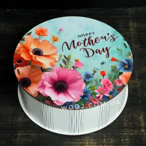 Бокс круглий з принтом "Happy mother`s day" білий, 15х15х7 см