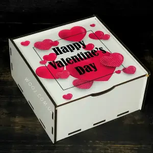 Пенал білий з дизайном "Happy Valentine`s Day", 20х20х8 см