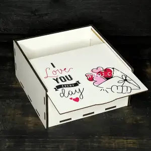 Пенал білий з дизайном "I love you every day", 15х15х7 см