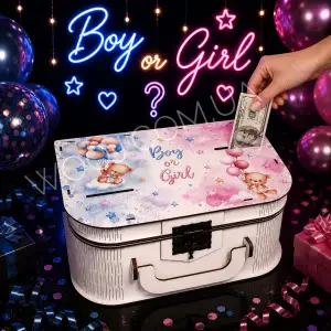 Чемодан-скарбничка з дизайном "Boy or Girl ведмедики", білий 30х20х12 см
