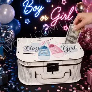 Чемодан-скарбничка з дизайном "Boy or Girl", білий  30х20х12 см