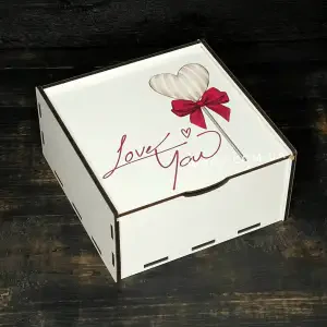 Пенал білий з дизайном "Love you", 15х15х7 см