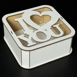 Бокс прямокутний з акриловою кришкою "I love you", білий 30х30х10 см