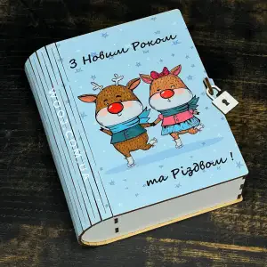 Бокс "Книжка" з принтом "Розваги на льоду", білий, 16х14х6см