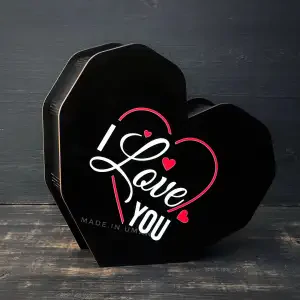 Бокс серце "I love you" чорний 35х30х8 см