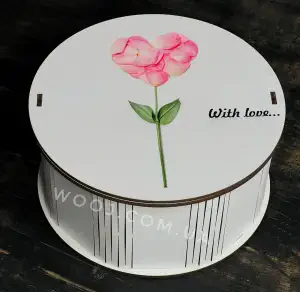 Бокс круглий з принтом "With love" білий, 21х21х8 см