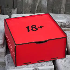 Пенал червоний "18+" 20х20х8 см