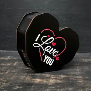 Бокс серце "I love you" чорний 22х20х8см