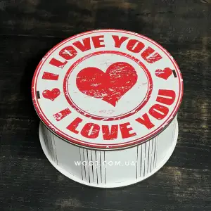 Бокс круглий з принтом "Love you" білий, 15х15х7 см