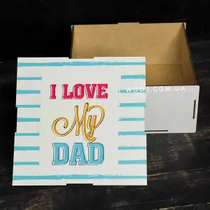 Бокс прямокутний , білий,  "I love my DAD" 20х20х9 см
