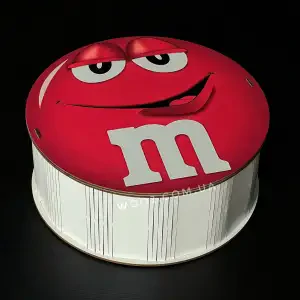 Бокс круглий "M&M's", червоний 21х21х8 см