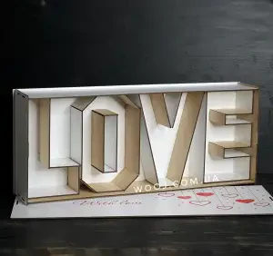 Прямокутний бокс Love з дизайном №1, білий, 50х21х9 см