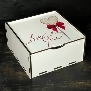 Пенал білий з дизайном "Love you", 30х30х10 см