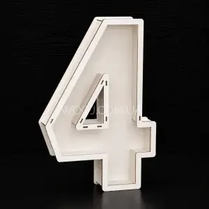Бокс у формі цифри "4", з кришкою, білий 39х26х6 см