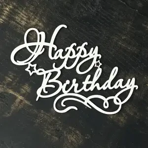 Топпер "Happy birthday" №1, білий, 15 см