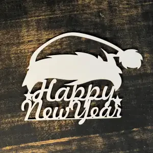Топер "Happy new year", білий 15 см