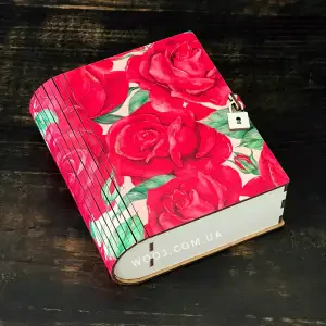 Бокс у формі книжки,  з квітковим принтом №1, білий 16х14х6см