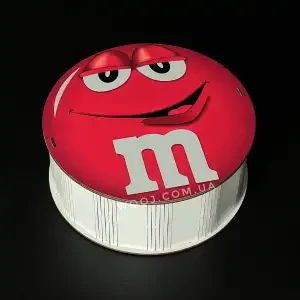 Бокс круглий "M&M's", червоний 15×15×7 см