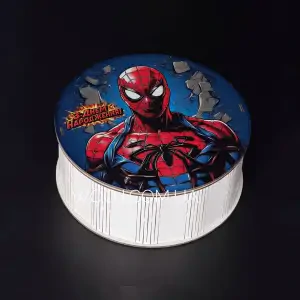 Бокс круглий з принтом "Spider Man", білий 15х15х7 см