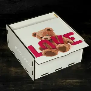 Пенал білий з дизайном "Ведмедик love", 20х20х8 см