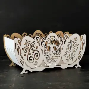 Корзинка, кошик великодній "Писанки", біла 29х14х13 см
