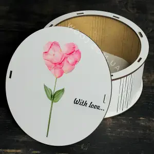 Бокс круглий з принтом "With love" білий, 15х15х7 см