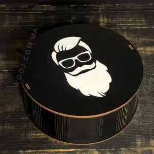 Бокс круглий "Бородач", чорний 25×25×9 см