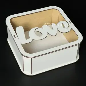 Бокс прямокутний з акриловою кришкою "Love", білий 25х25х9 см