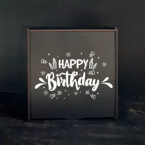 Пенал чорний "Happy birthday" 25х25х9 см