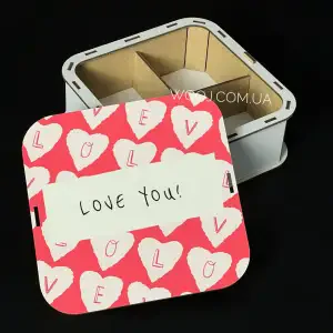 Бокс прямокутний з дизайном та перегородками "you my love" 15х15х5 см