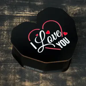Бокс серце "I love you" чорний 20х18х7 см