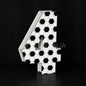 Бокс у формі цифри 4 "Футбол", з кришкою, білий 39х26х6 см