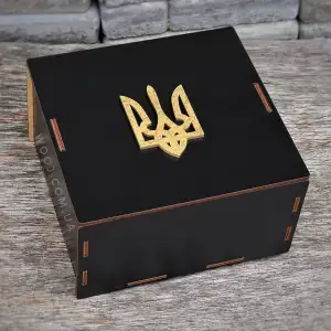 Бокс прямокутний, чорний "Герб" 15х15х8 см