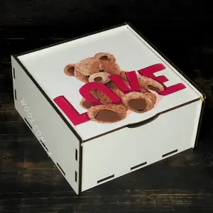 Пенал білий з дизайном "Ведмедик love", 25х25х9 см