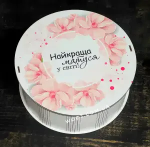 Бокс круглий "Яблуневий цвіт", білий  30х30х10 см
