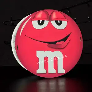 Бокс круглий "M&M's", червоний 30х30х10 см