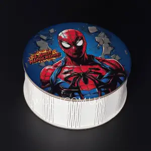 Бокс круглий з принтом "Spider Man", білий 21х21х8 см