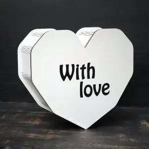 Бокс серце "With love"  білий 27х24х9 см