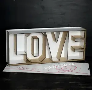 Прямокутний бокс Love з дизайном №2, білий, 50х21х9 см