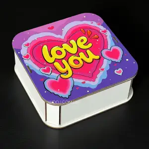 Бокс прямокутний з дизайном та перегородками "Love you" 15х15х5 см