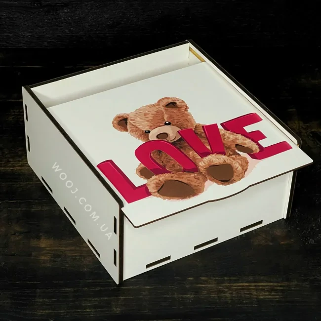 Пенал білий з дизайном "Ведмедик love", 25х25х9 см-0