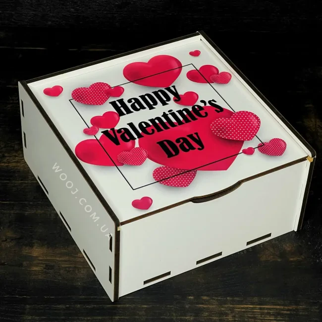 Пенал білий з дизайном "Happy Valentine`s Day", 20х20х8 см