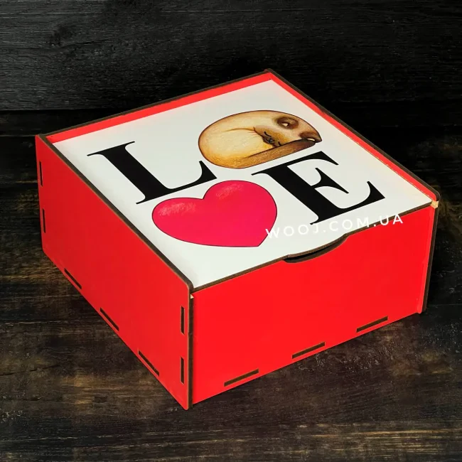Пенал червоний з дизайном "Котик love", 25х25х9 см-1