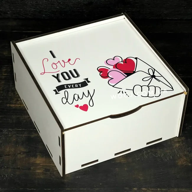 Пенал білий з дизайном "I love you every day", 20х20х8 см