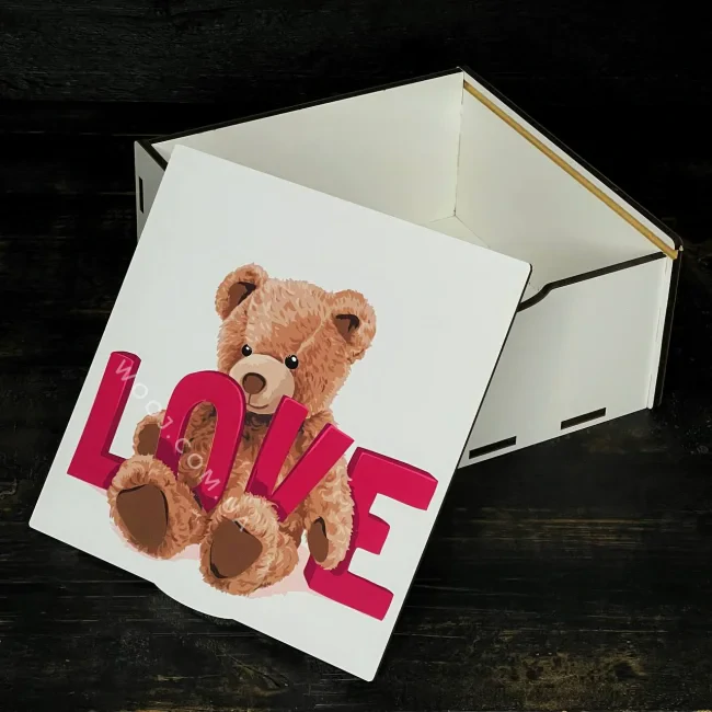 Пенал білий з дизайном "Ведмедик love", 20х20х8 см-1
