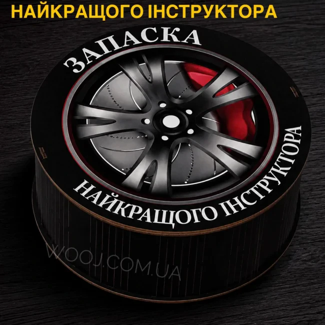 Бокс круглий "Запаска найкращого інструктора" 25х25х9 см