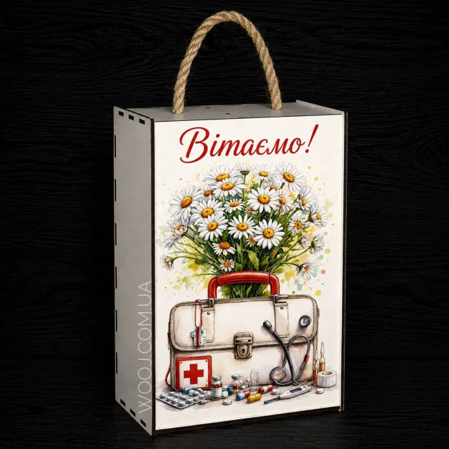 Бокс-пенал "Вітаємо, медика" на 2 відділення, білий 33×22×12 см
