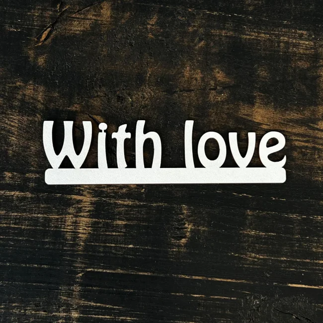 Топпер "With love" білий 15см