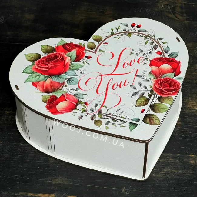 Бокс "Серце" з принтом "Love you" білий 16х14х6см-0
